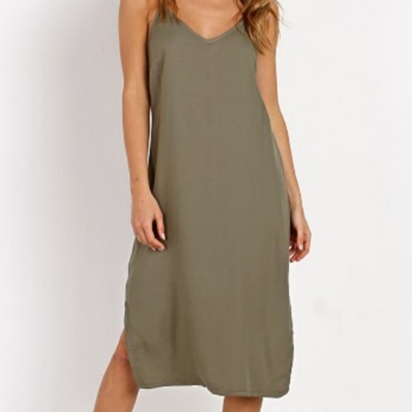 Splendid Dresses & Skirts - Splendid Crosshatch Slip Dress in Military Olive